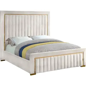 Simple style beauty luxury bed Customization color and size velvet white fabric double bed bedroom furniture
