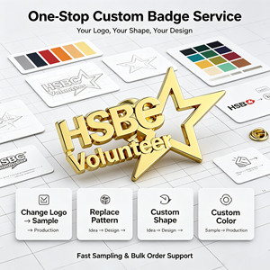 Insignia <span class=keywords><strong>de</strong></span> Metal Personalizada en Forma <span class=keywords><strong>de</strong></span> Estrella, Chapada en Oro, Logotipo 3D en Relieve, Esmalte Duro, Certificación ISO, Diseño Gratuito, MOQ Bajo, Regalo para Voluntarios, OEM - Product Image 2