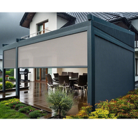 Auvents rétractables motorisés en polyester durable avec capteur de vent, système d'ombrage extérieur pour la protection de la vie privée dans le jardin