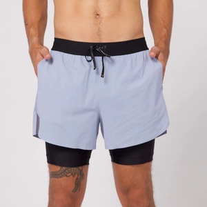 Pantalones Cortos Deportivos Transpirables, Ligeros y Elegantes con Bolsillos Traseros y Laterales, con Forro de Malla, para Natación, Entrenamiento y Carrera - Product Image 1