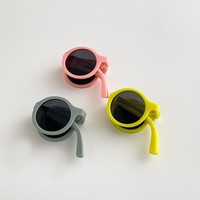 Nouvelles Lunettes de Soleil Enfants Luxe Silencieux 2026, Monture Ronde en PC, Verres TAC UV400 Pliables, Couleurs Morandi Anti-UV, Logo Personnalisé, Fabrication OEM