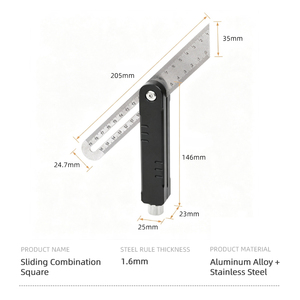 Équerre d'angle réglable en acier inoxydable avec rapporteur d'angle coulissant, outil de mesure et de marquage pour le travail du bois - Product Image 5