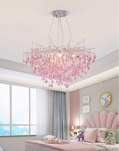 Goutte <span class=keywords><strong>d</strong></span>'<span class=keywords><strong>eau</strong></span> rose <span class=keywords><strong>verre</strong></span> plafonnier moderne chambre Restaurant lustre de luxe lumière hôtel hall salon branche lustre - Product Image 2