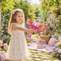 Ensemble de baguettes à bulles Princesse Diamant Papillon Rose de 10 pouces avec lumière clignotante pour les jeux en plein air et les fêtes des enfants