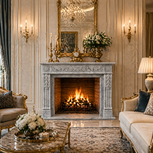 Customized Marble <b>Fireplace</b> Modern Hand Carved Luxury Carrara Grey Marble <b>Fireplace</b> Mantel Marble <b>Fireplace</b> Surround - Product Image 5