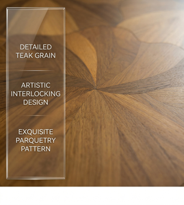 Parquet en chêne blanc contrecollé sur mesure, artisanal, motif lotus, 15 mm, résistant à l'usure, norme E0 AC5, incrustation florale symétrique - Product Image 3