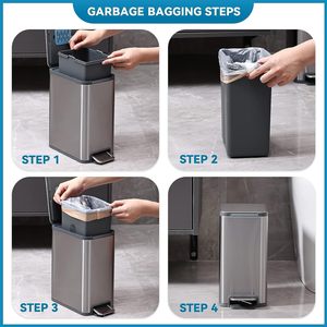 China Factory Indoor Household Garbage <b>Bin</b> Rectangular Pedal Trash <b>Bin</b> Stainless Steel Dustbin - Product Image 5