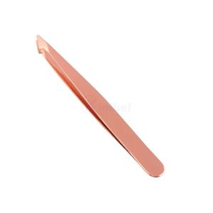 Kit de 4 pinces à épiler pour sourcils en or rose, en acier inoxydable, à pointe inclinée, plate et personnalisable avec logo, pour l'épilation des cils et des poils, ensemble d'outils de beauté - Product Image 3