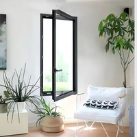Fenêtre à battant horizontale en alliage d'aluminium avec cadre en acier inoxydable pour villas graphique magnétique disponible