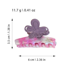 Vente en gros de pinces à <span class=keywords><strong>cheveux</strong></span> en acétate 3D à fleurs, colorées, élégantes, géométriques, 6 cm, aspect haut de gamme, pour femmes, personnalisation possible - Product Image 5