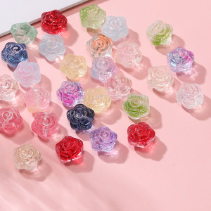 Transparent Rose Glass <b>Spacer</b> Beads Crystal Lampwork For Jewelry Making DIY Bracelets Phone Chains Beaded Accessories - Product Image 4
