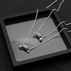 Collier unisexe rétro en acier titane avec perles décoratives, chaîne serpent, bijoux de mode, vente en gros - Product Image 3