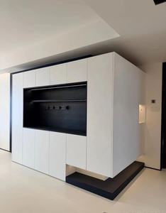 Console multimédia flottante avec rangement intégré, compartiments de rangement fermés, compartiments d'affichage, éclairage intelligent - Product Image 1