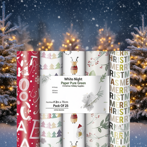 Papier White Night Pure Green 2m x 70cm, paquet de 25, fournitures pour les fêtes de Noël - Product Image 3