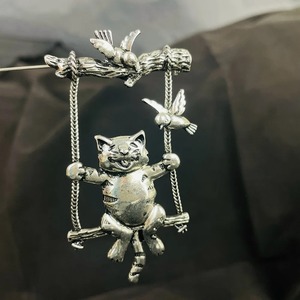 Broche de pájaro oscilante de gatito Vintage, alfileres de joyería bonitos - Product Image 2
