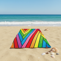 Yabee Rainbow Beach Towel Quick Dry Microfiber Beach Blanket Vibrant Geometric Striped Towels Pool Vacation Sand Towel