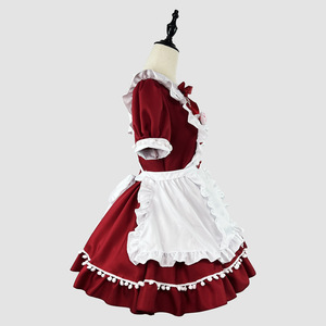 Cute Lolita Maid Outfit Sweet Dress Red White Apron Style Cosplay Costume for Anime Role Play Women Girls - Product Image 5