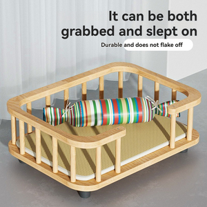 Árbol rascador moderno de <span class=keywords><strong>madera</strong></span> maciza ecológico, el más vendido al por mayor, para gatos y perros, con cama grande y gruesa lavable para mascotas. - Product Image 2