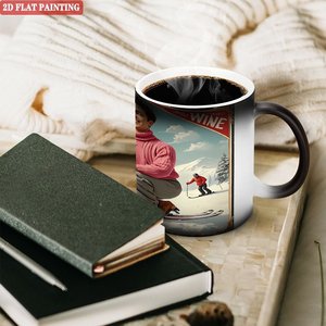 Mug en céramique noir givré de 11 oz, changeant de couleur à la chaleur, cadeau pour réunion d'affaires - Product Image 3