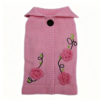 Pull en tricot doux et chaud pour chien, col classique rose luxueux, pour chiens de petite et moyenne taille