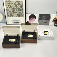 Lecteur CD Rétro Sans Fil pour Haut-Parleur, Lecteur de Disques Vinyles Rechargeable 5W avec Télécommande – Idéal Anniversaire