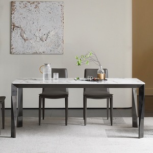 <span class=keywords><strong>Tavolo</strong></span> Rettangolare Industriale in Pietra Sinterizzata Bianca con <span class=keywords><strong>4</strong></span> Gambe e Base in Alluminio Aeronautico per Casa - Product Image 3