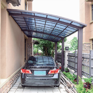 Abri de voiture moderne de luxe en polycarbonate avec toit arqué et structure métallique pour 2 voitures, <span class=keywords><strong>garage</strong></span> de stationnement - Product Image 4