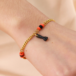 Nouvelle arrivée enfant bijoux perle bracelet à breloques en acier inoxydable hypoallergénique bébé perlé noir poing lien <span class=keywords><strong>gourmette</strong></span> chaîne Bracelet - Product Image 3