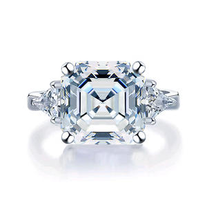 MuShan Jewelry Factory 5-Carat Square Pagoda Ascut 10*10mm Moissanite <span class=keywords><strong>Diamond</strong></span> Ring for Women S925 Pure Silver Sugar Ring - Product Image 2