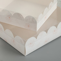 IMEE En Stock En Gros Sur Mesure Imprimé Blanc Macaron Dessert Sandwich Bonbons Doux Boulangerie Mini Boîte À Gâteau Avec Couvercle Transparent