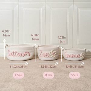 Cesta de bebé <span class=keywords><strong>personalizada</strong></span>, cesta de juguete, regalo de recién nacido, regalo de <span class=keywords><strong>nombre</strong></span> de bebé, regalo de Navidad para bebé, cesta de regalo de bebé de algodón de cuerda, - Product Image 6