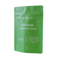 Sacs d'emballage personnalisés en film polyester de qualité alimentaire, à fermeture éclair, résistants à l'humidité, pour poudre de matcha et de chocolat, impression par gravure