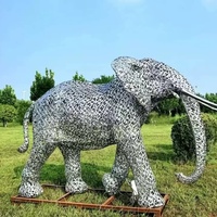 Sculpture d'éléphant en acier inoxydable, ajourée et sculptée, pour la décoration extérieure de jardins et parcs