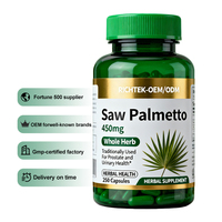 Saw Palmetto Extra Fort 450mg 250 Capsules Formule Sans OGM et Sans Gluten pour la Santé de la Prostate des Hommes Complément Alimentaire
