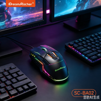 Souris de jeu professionnelle Dream Kacher Macro, filaire, USB, rétroéclairée par LED, capteur optique 4800 DPI, 7 boutons, ergonomique pour droitiers/gauchers