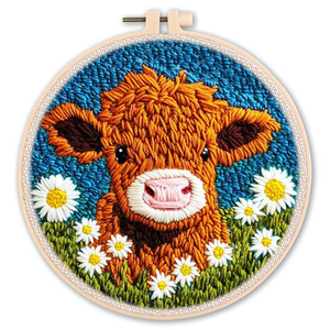 Kit de broderie au poinçon Paysage DIY, ensemble de démarrage <span class=keywords><strong>pour</strong></span> tapis et décor mural, fil de coton - Product Image 6
