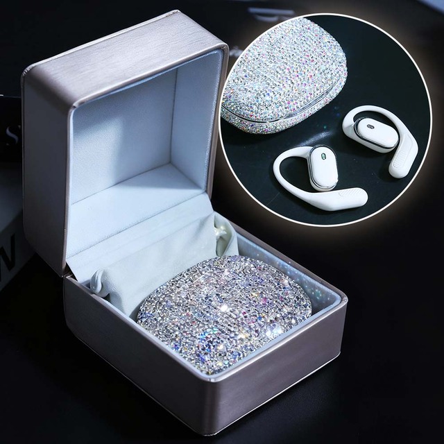 Silnek T6 Diamond Setting Bluetooth Earphone Customer Gift Ideas with Logo Fashion Wireless Open Ear Headphones Great for Women