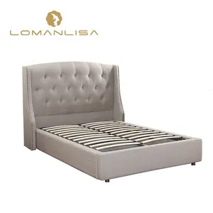 Cama de armazenamento de elevação de alta capacidade, com placa de cabeça, cabine levanta-se, cama dupla única