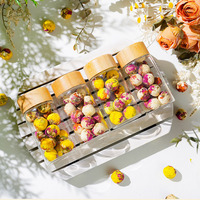 Bouteille en verre vente en gros boule de fleurs de thé en fleurs bouquet de fleurs de chrysanthème personnalisé pour cadeau