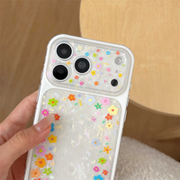 Coque de protection antichoc pour iPhone 18 Pro Max 17 16 15 Pro, motif coquillage floral rose et bleu, grande fenêtre, style tendance
