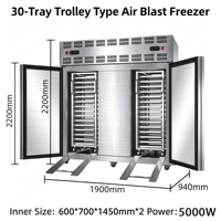 Aquatische producten dubbele deur tray blastvriezer -45~-80 ℃   Snelvriezer voor het invriezen van kreeft, krab en zeevruchten
