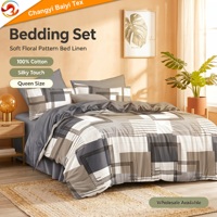 Parure de lit king size personnalisée imprimée, 4 pièces, en coton, comprenant drap-housse, housse de couette douce et 2 taies d'oreiller, Sabanas De Algodon