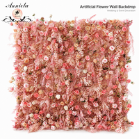 ANNIELU Künstliche Blumenwand Hintergrund 8x8ft Aufrollbare Seidenrosen-Paneele für Hochzeit Party Event Dekoration