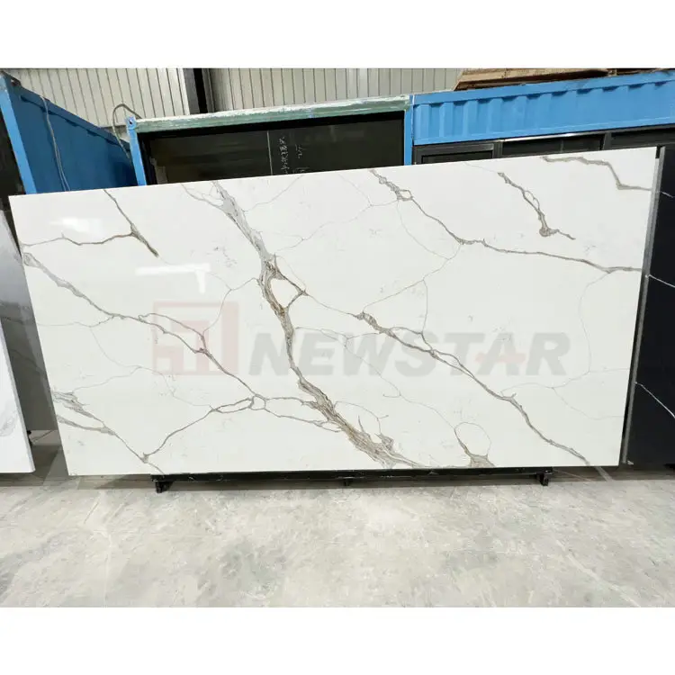 Engineered stone quartz slab kitchen countertop big slab gold calacatta quartz stone