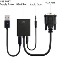 Adaptador Justlink VGA a HDMI 1080p con Convertidor de Audio y Alimentación, Cable Adaptador Macho-Hembra con Núcleo de Cobre para Computadora Portátil