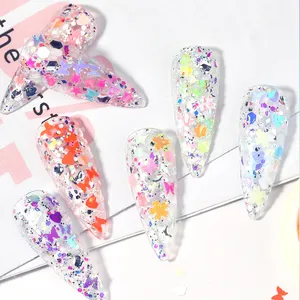 Para unhas e artesanato estrela coração flor de ameixa hexagonal flor lua hexágono lantejoulas glitter floco