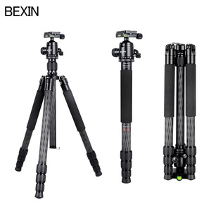 Trípode profesional de fibra de carbono Bexin W284C H36 48cm plegado 1.9kg portátil para cámara, teléfono y video - Product Image 5