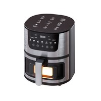 Friteuse à air intelligente en acier inoxydable 4-5L avec fenêtre de visualisation, commande tactile, convection à air chaud, électrique 1400W, appareil électroménager, export