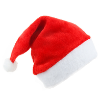 Chapeau de Père Noël en velours pelucheux rouge et blanc avec pompon en fourrure, personnalisable, vente en gros, pour fêtes, costumes de vacances, accessoires de tête, décoration d'hiver