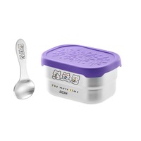 Boîte à salade et condiments en acier inoxydable 304 avec couvercle, mini-récipient à assaisonnements à compartiments